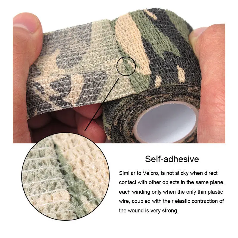 New Camouflage Stealth Tape Outdoor Army Hunting Hunting Shooting Tool Waterproof Wrap Durable Airsoft Tape Accessories 4.5m