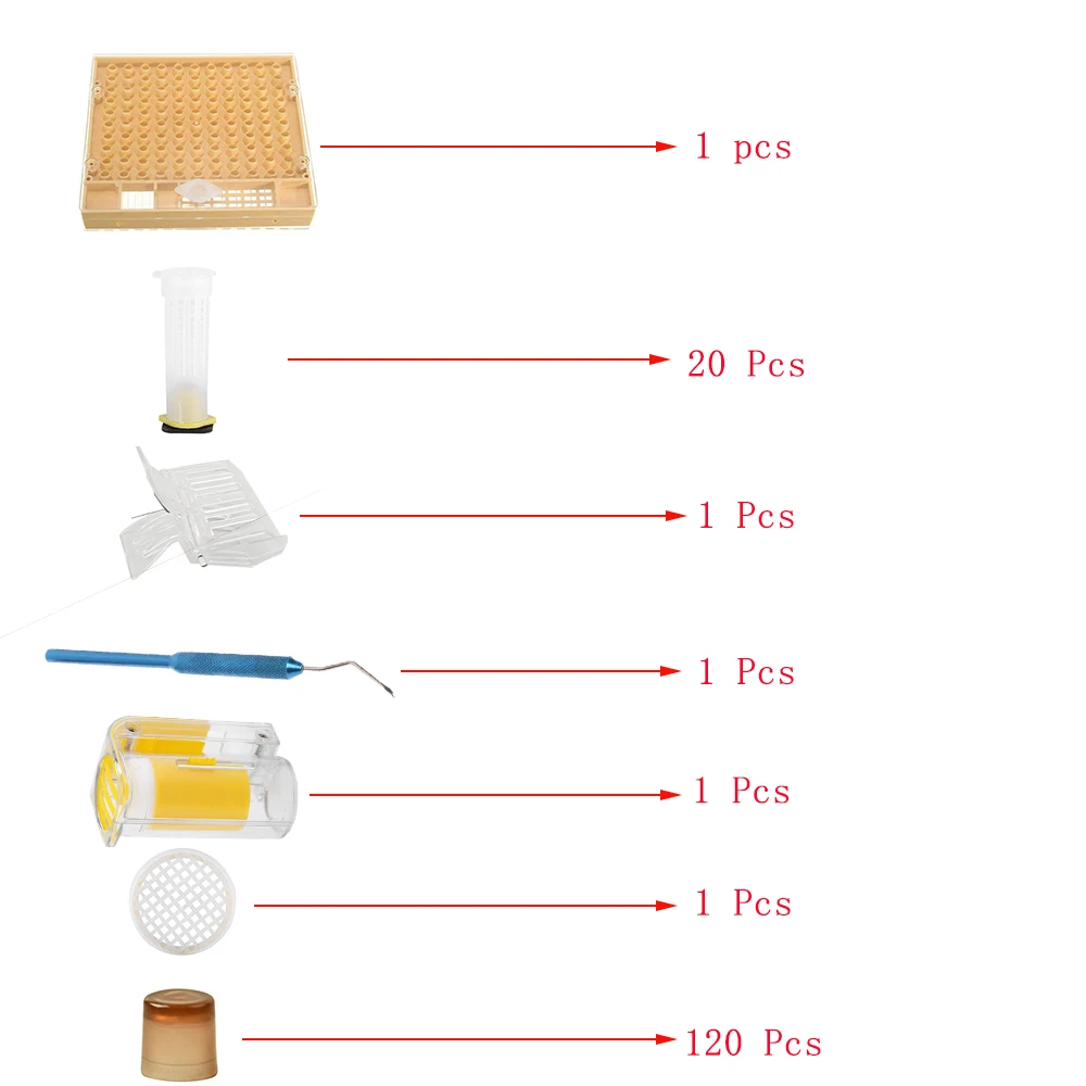 Apiculture Royalty Nicot Bee Queen Rearing Cup Kit System Beekeeping Catcher Box Cage Brood Productive Egg Cells Transfer Tools