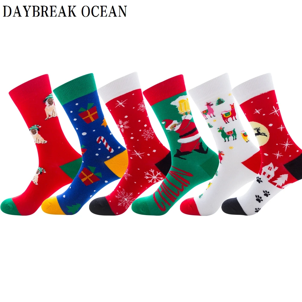 

Unisex 2019 New Year Christmas Socks Combed Cotton Men Socks Fashion Colorful Winter Happy Crew Socks Manufacturer Wholesale