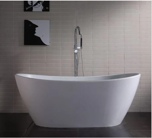 1630 X 850 X 640mm Solid Surface Stone Acrylic Bathtub Freestanding Floor Mounted Integrated Corian Tub WD014