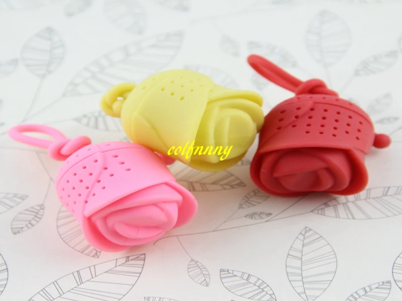 

300pcs/lot Silicone Rose Tea Infuser Tea Strainer Rose Strainer Silicone Teabag Leaf Holder Drinking Tools