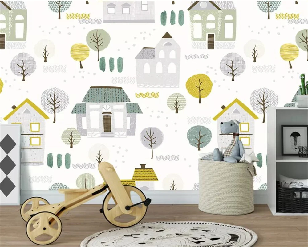 Custom wallpaper Hand-painted cartoon big tree house unlimited splicing mural children's room living room Bedroom 3d wallpaper