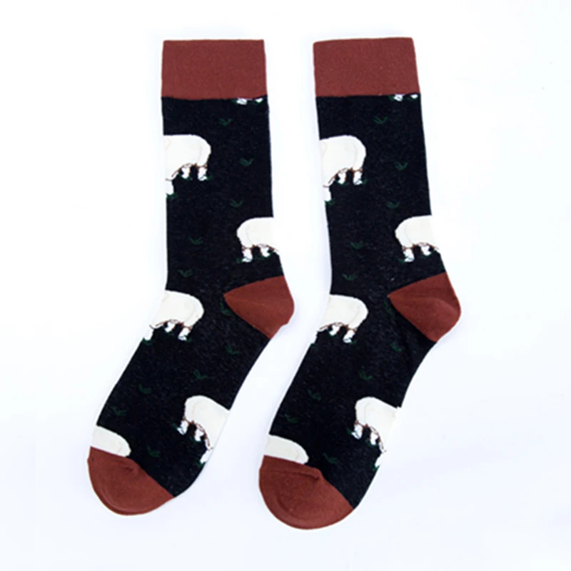 2018 Farm Animal Sheep Cow Pig Premium Funky Men Women Socks Happy Short Bamboo Male Cotton Pop Crazy Female Trekking Socks