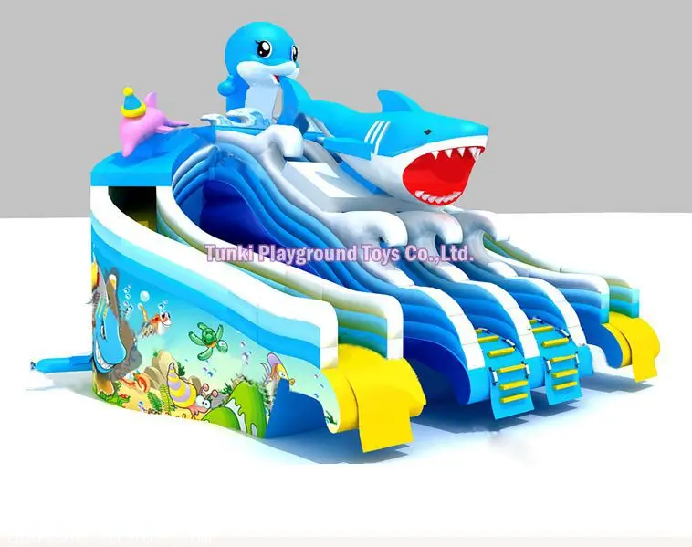 Crazy Blow Up Giant Shark Water slide Bouncer Playground Cheap Pool Slides Commercial PVC Inflatable Shark Water Slide For Kids