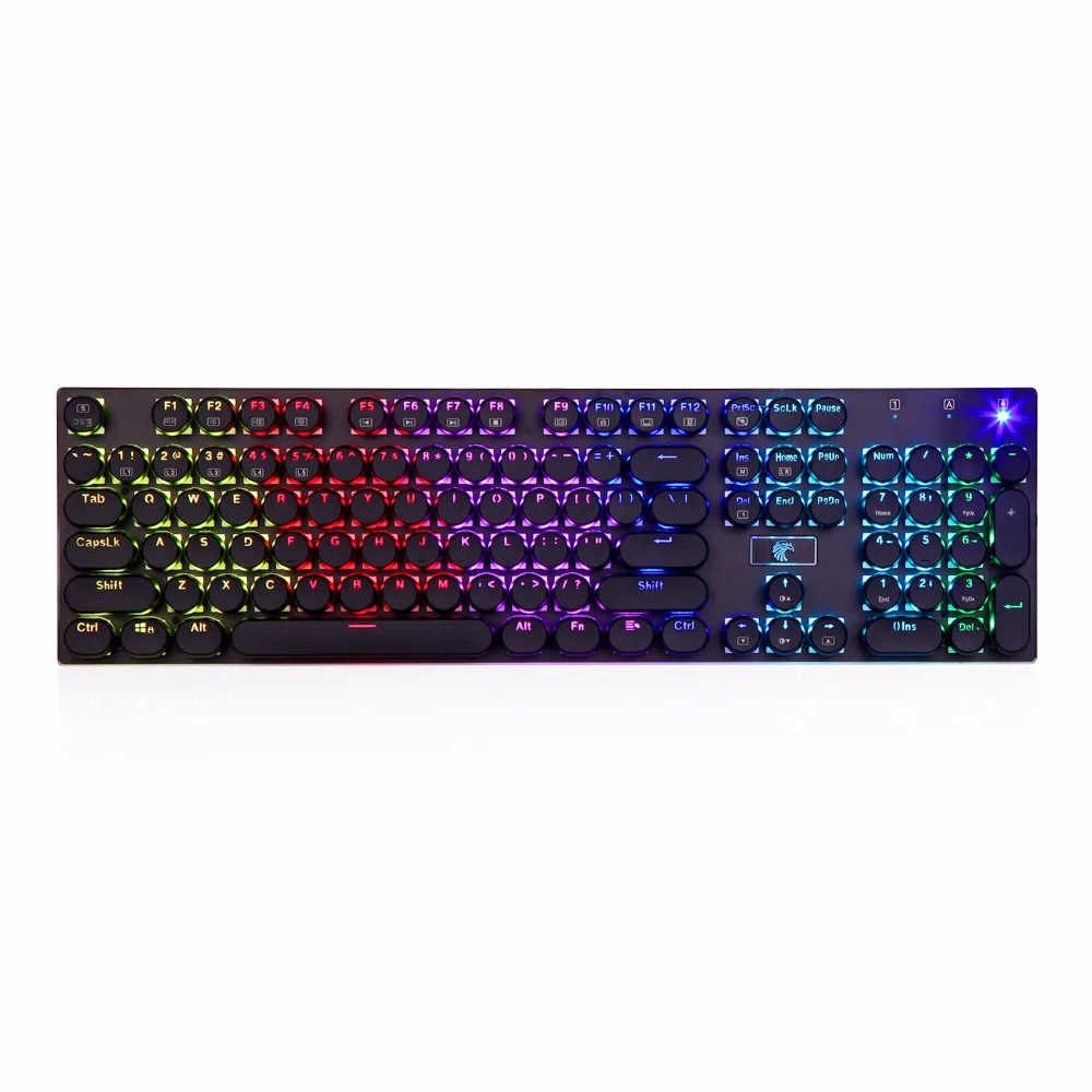 

Retro RGB Mechanical Gaming Keyboard Programmable RGB Backlit Blue Switch Tactile Clicky Water Resistant 104 Keys Anti-Ghosting