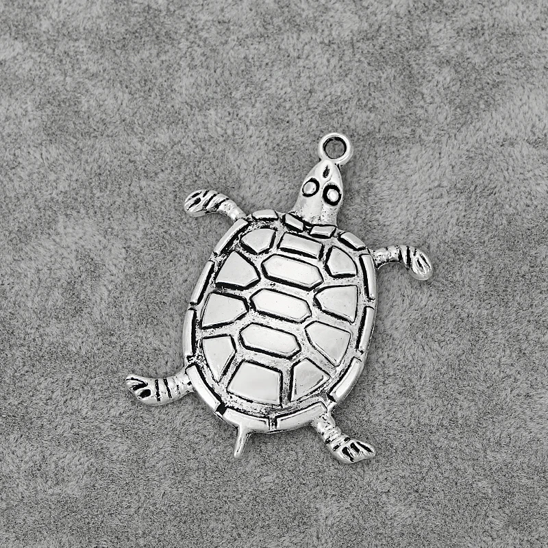 10PCS Tibetan Silver Large Turtle Tortoise Animal Charms Pendants for Necklace Making Jewelry Findings 53x40mm