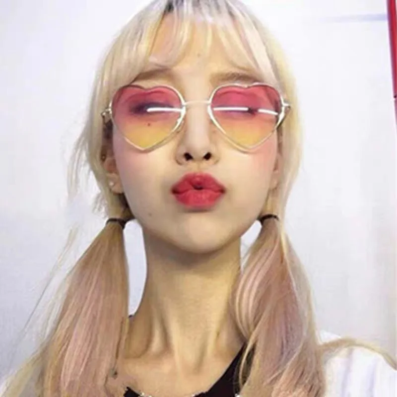 Korean ulzzang retro original sudo heart-shaped glasses fade color heart-shaped glasses heart-shaped sunglasses for women