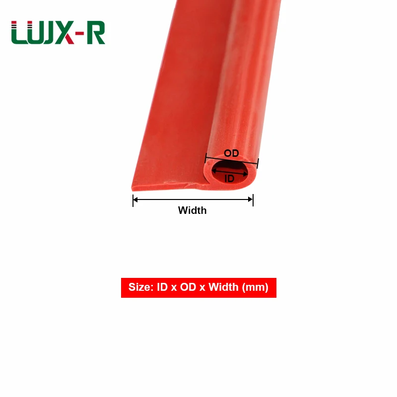 LUJX-R 1M Silicone P type Strip Door Oven Window Sealing Strip Red VMQ 9 Shape Weatherstrip High Temperature Silicone Rubber Bar