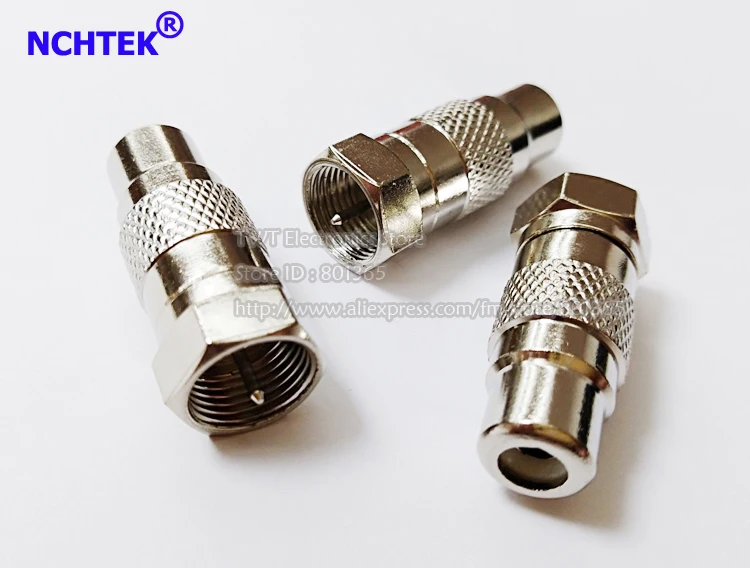 

NCHTEK RCA Female to F Male Adapter Video Connector F-Type Male to RCA Female Coaxial Adapter/Free shipping/100PCS