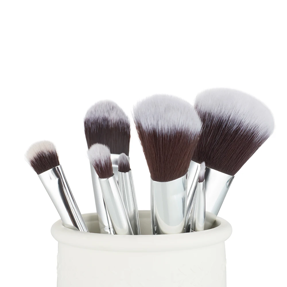 Jessup Blending Foundation Powder Contour Eyeshader Cosmetics Brushes 7pcs Makeup Brushes Set Blue/Silver Wooden Handle T072