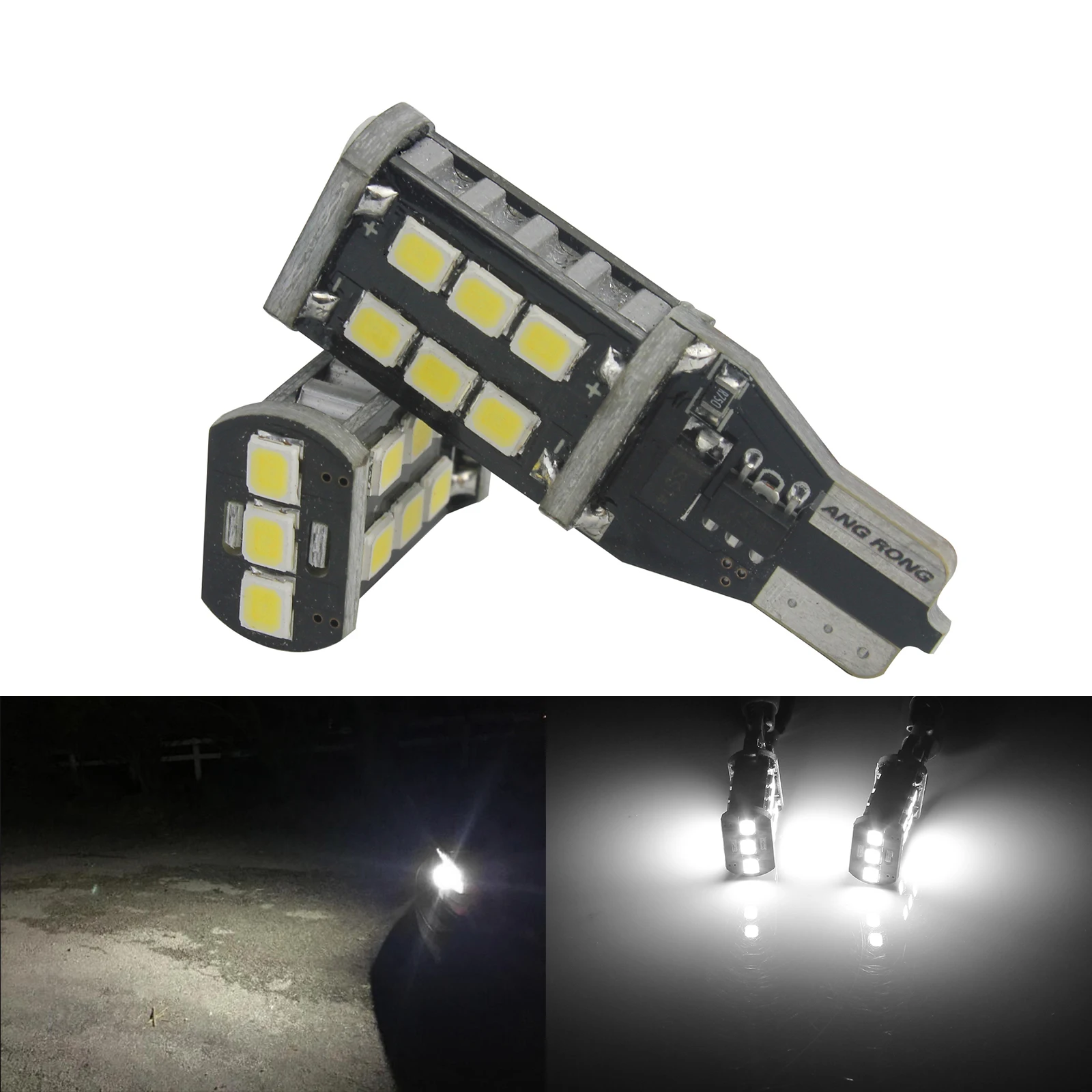 

ANGRONG 10X 921 T15 W16W Лампа 15 SMD светодиодный Белый индикатор боковой светильник задний стоп Обратный DRL светильник лампа без ошибок