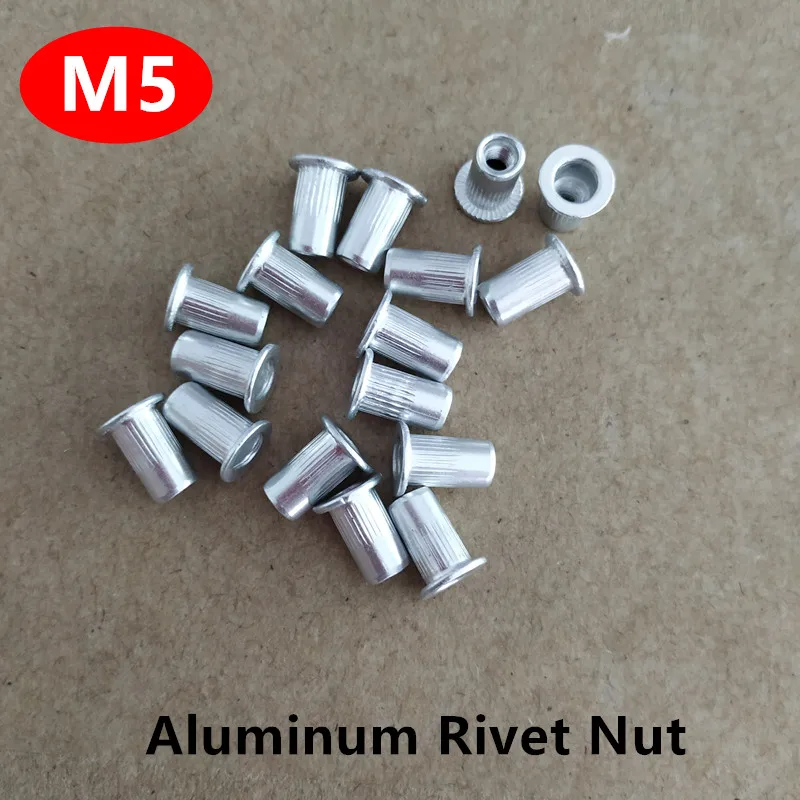 200pcs Threaded M5 Aluminum Rivet Nut aluminum Flat head Rivet Insert Nutsert Cap Blind Rivet Nut