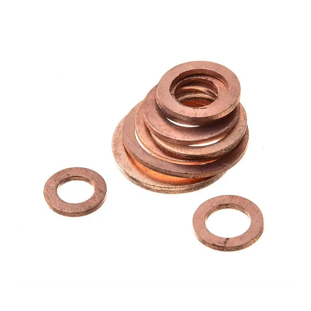 New 100PCS Copper Washer M4-M14 Solid Seal Ring Set Good Electrical Conductivity Hardware Accessories