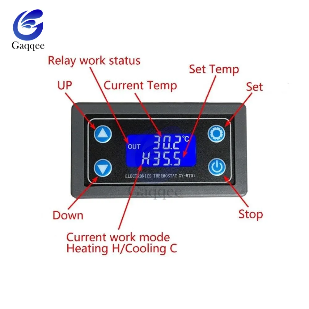 10A LCD Display Digital Temperature Controller Regulator Thermocouple Thermostat Sensor 12V 24V With NTC-10K B3950 Probe cable