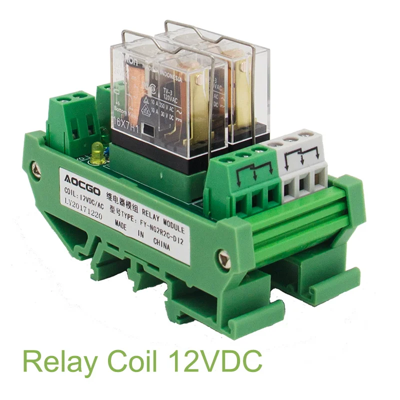 2-канальный 1 SPDT DIN рейку OMRON G2R 12V DC/AC интерфейс релейный модуль