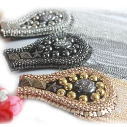 Handmade Epaulette Patch Jewelery Tassel Big Applique Shoulder Brooch Spikes/Escapulario Blazer Accessories