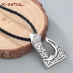 Kinitial Antique Bronze Color Slavic Perun Big Axe Pendant Necklace Jewelry Viking Slavic Necklaces fit for Men's Jewelry