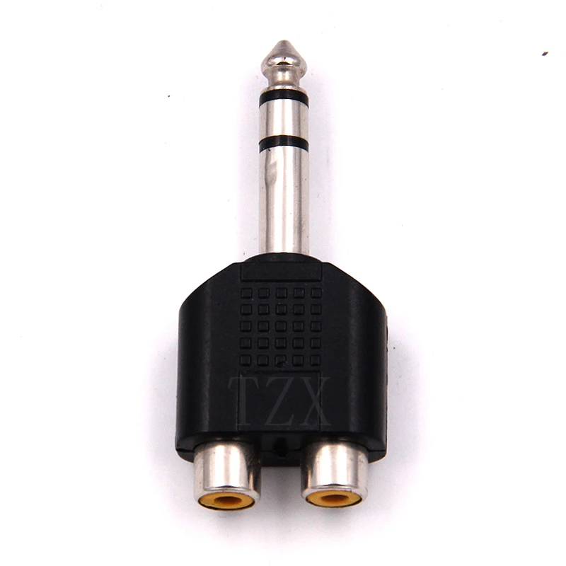 

1pcs Y Shape 6.5mm 1/4 inch Male Plug to 2 Dual Rca Female Jack Audio Mono Connector Converter