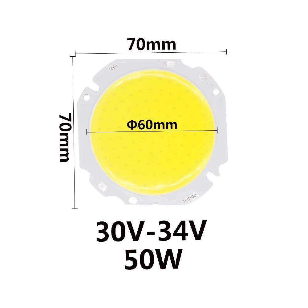 30W 50W High Power LED Round COB Light Beads 30-34V 60MM LED lamp Bead LED Bulb Chip Spot Light Downlight Diode Lamps Cold White