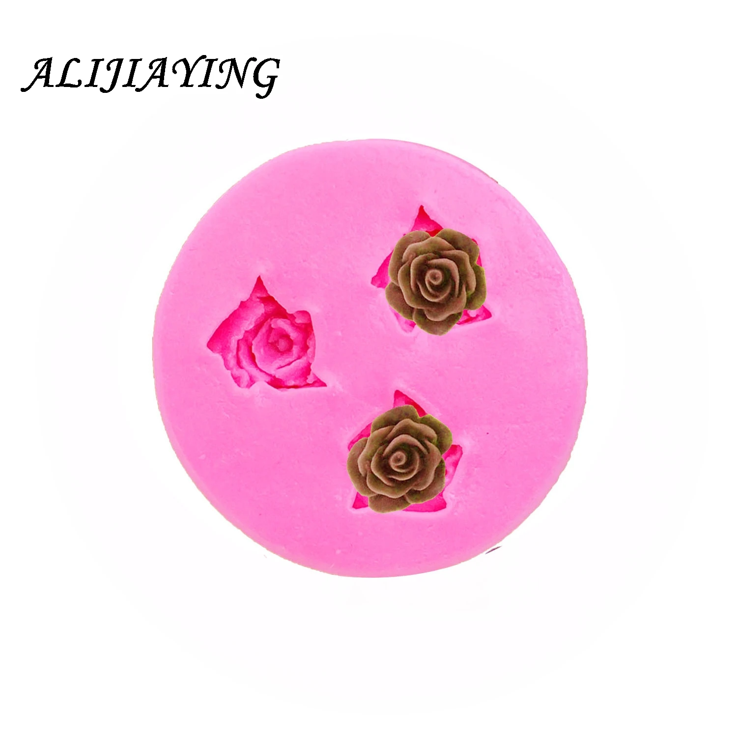 Mini 3 hole rose Sugarcraft silicone mold flower fondant mould Wedding cake decorating tools chocolate mold D0157