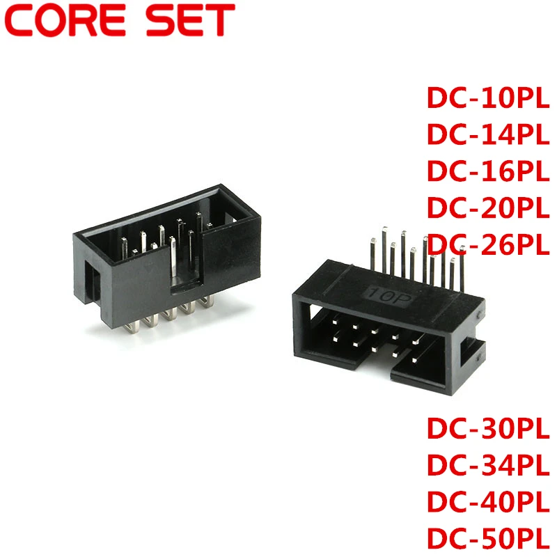 10Pcs  IDC Box Header DC3 Double-Row 6/8/10/12/14/16/18/20/24/26/30-50P JTAG Socket Connector Black 2.54mm Pitch