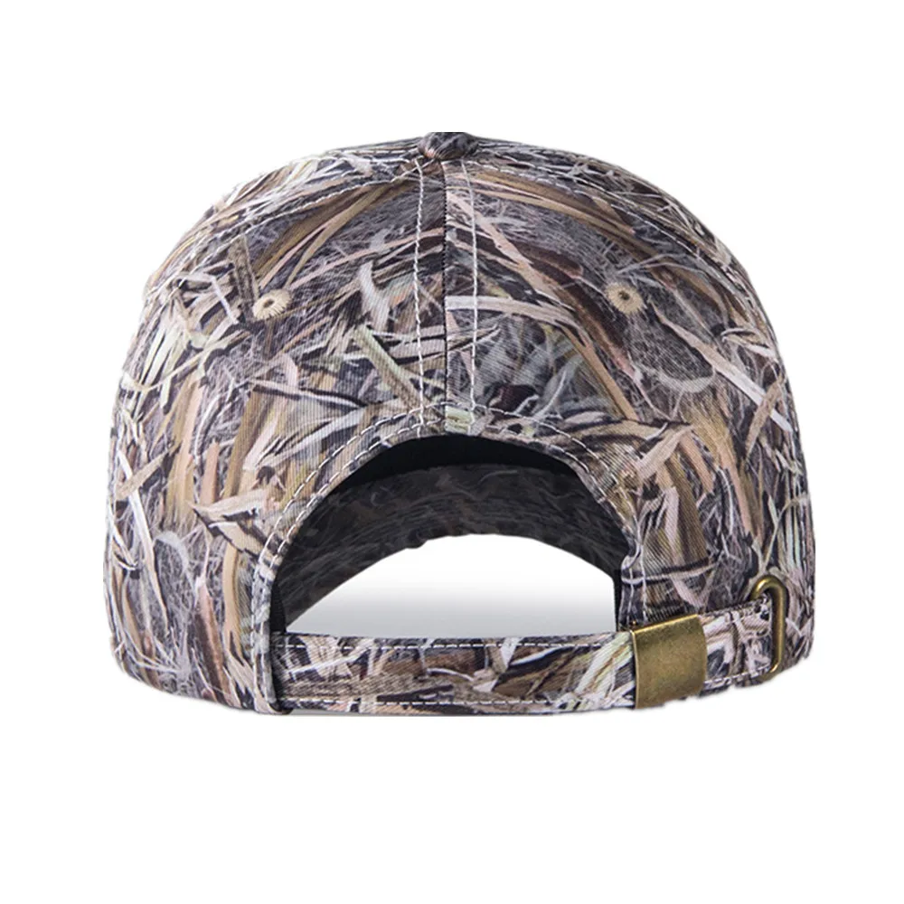 Outdoor Waterproof Bionic Camouflage Hunting Hat Sunshade Reed Bulrush Camo Fishing Hat Breathable Hiking Peaked Cap Cotton Hat