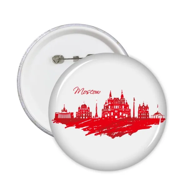 5pcs Moscow Landmark Red Cathedral Pattern Illustration Round Pin Badge Button Decorate Badges Clothing Patche Kid Gift Brooche