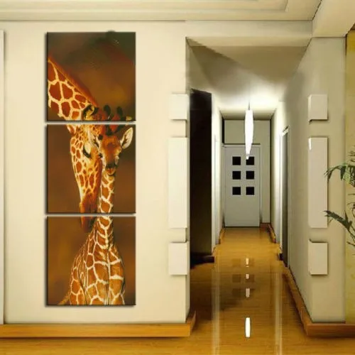 

Modern Abstract Art Hang Pictures Handpainted Giraffe Mother and Baby Animal Oil Paintings On Canvas Wall Pictures Home Decor