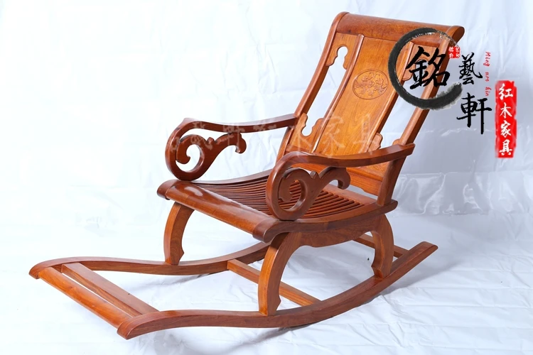 Burmese rosewood mahogany furniture, old wood rocking chair rocking chair rocking chair Happy rosewood chair