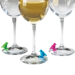 Set of 6pcs Reusable Silicone Lips Sticky Wine Glass Charm Tags Markers