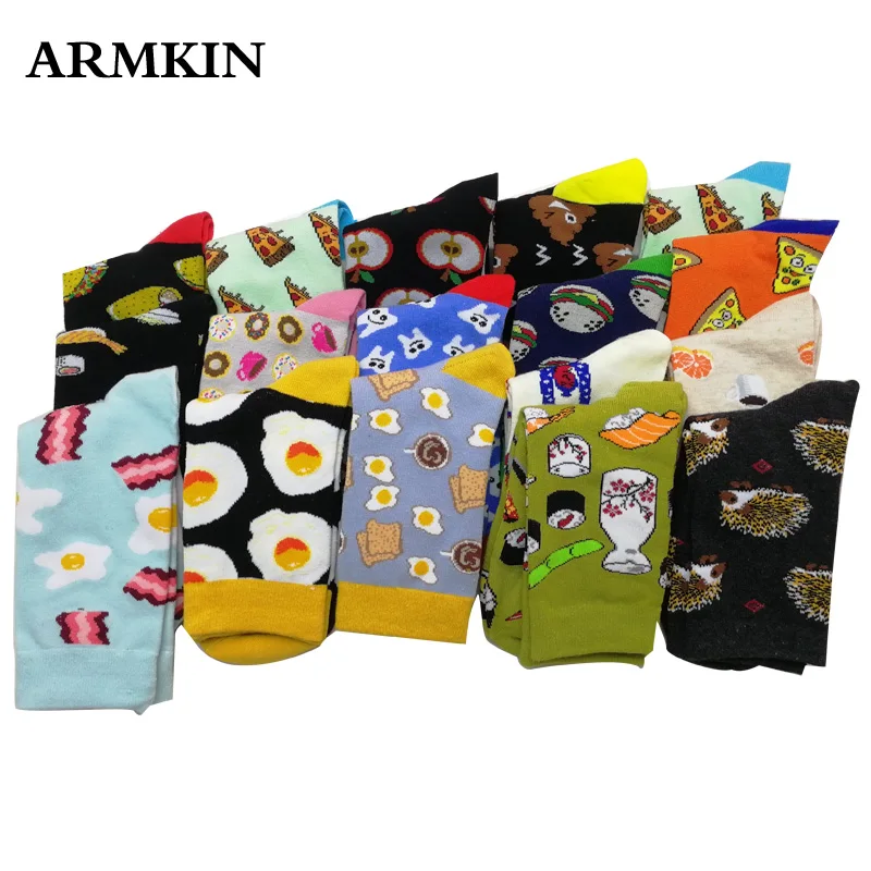 

Harajuku Cartoon women Socks Food Hamburg/Pizza/Sushi Cute cotton happy funny Socks Women humor Creative Christmas for gifts