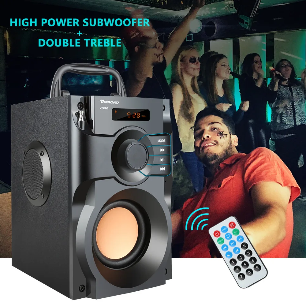 Imagem -04 - Toproad-alto-falante Bluetooth Grande Power Subwoofer Estéreo sem Fio Alto-falantes Pesados Leitor de Música Suporte Lcd Rádio fm tf