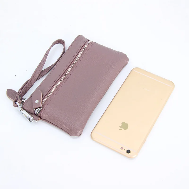 Handbag for Women Genuine Leather Key Case Lichee Pattern Cellphone Pouch Clutch 2023 New Wrist Strap Wallet Female Day Clutches