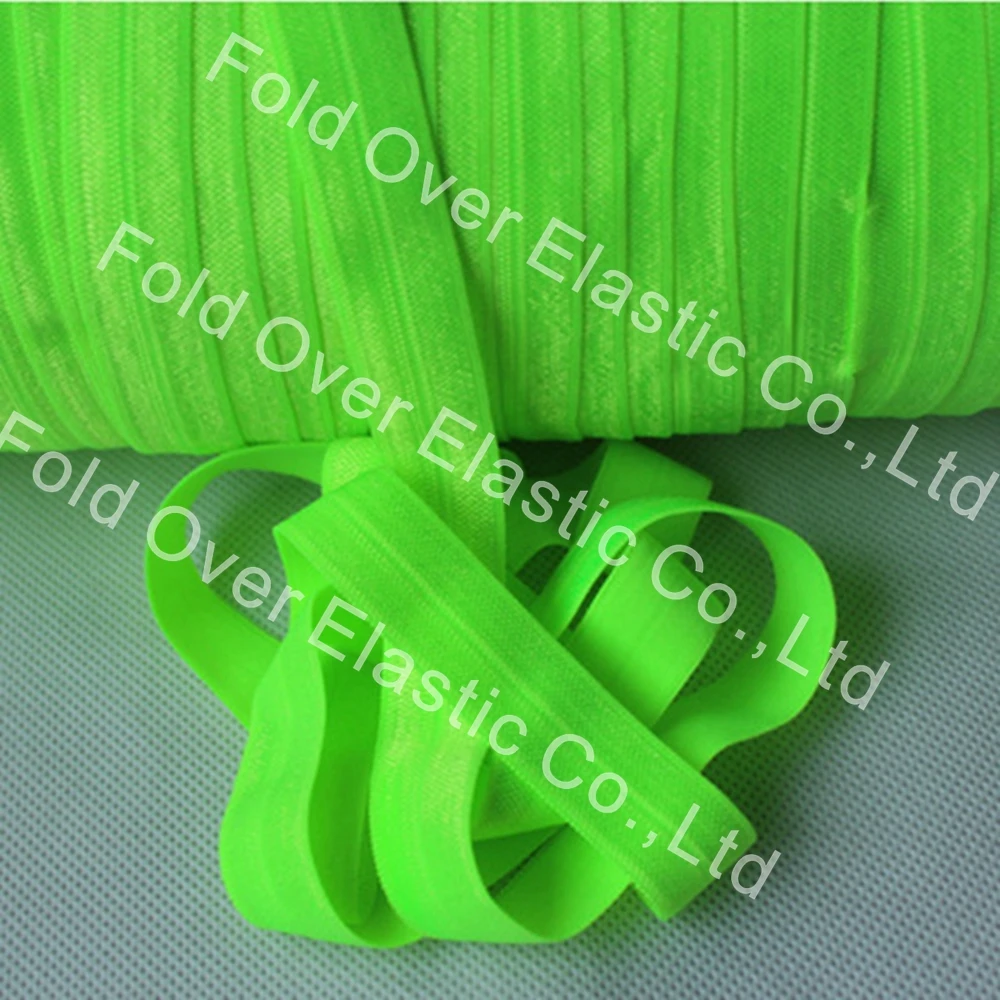 

1" Inch 25mm Shinny Solid Color 544 Key Lime FOE Fold Over Elastic Ribbon 50Yards