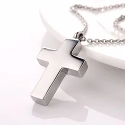 316L Stainless Steel Cross Memorial Urn Necklace Religious Cremation Ashes Keepsake Jewelry SH015