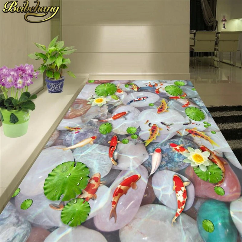 beibehang Custom Mural Wallpaper Self-Adhesive Floor Paintings For Living Room Bathroom Papel De Parede 3D flooring Wall paper