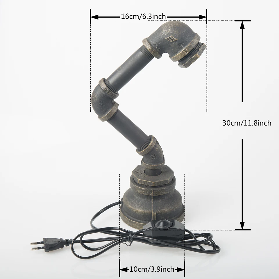 Imagem -06 - Criativo Ferro Lâmpada Tubulação de Água Iluminação Reino Unido Pinos Euro Industrial Lâmpadas Mesa E27 Suporte Base para o Quarto Luz