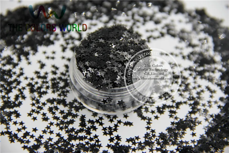 Solvent resistant Sparkles-Black Color Stars-shaped Glitter Confetti for Nail Polish and DIY decoration 1Pack =50g