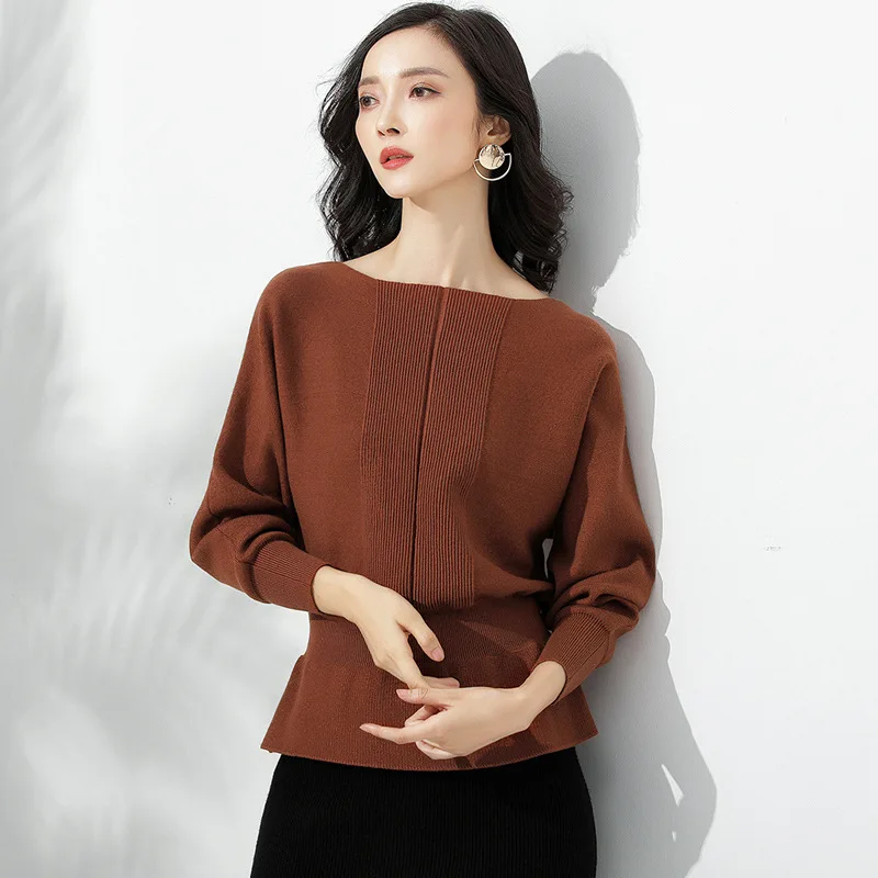 2018 Mùa Thu Mùa Đông Dệt Kim Jumper Phụ Nữ Áo Len Chui Đầu Và Nữ Kéo Femme Sexy Một Vai Phụ Nữ Áo Len kz412