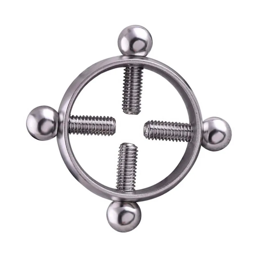 Adult sex toys Silver Alloy Adjustable Screw On Nipple Clamp Ring Barbells Body Piercing Jewelry Fetish Kinky Breast Sextoys CJ