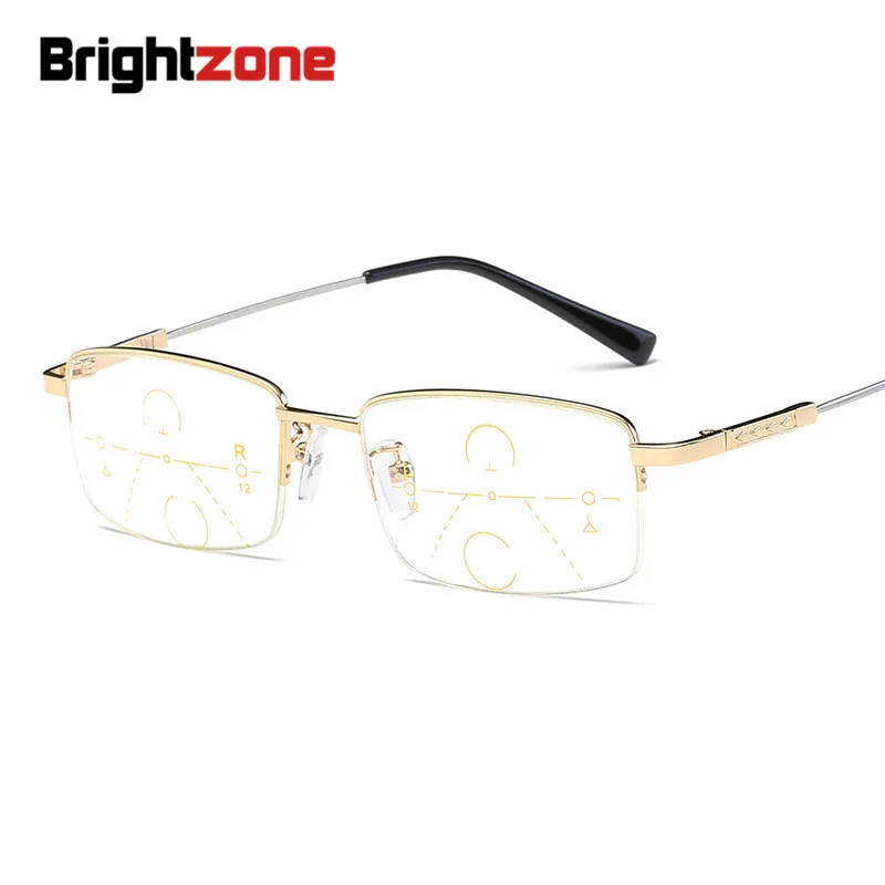 

Brightzone Memory Metal Half Eyeglasses Woman Frame Presbyopic Progressive Reading Glasses Men Clear Goggle Eyewear Accessories