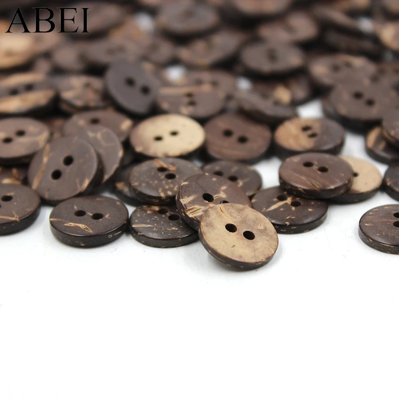 11mm 100pcs/lot Natural 2-Holes Round Coconet Buttons Sew Tools Accessories Handmade Scrapbook Wedding Crafts DIY Wooden Button