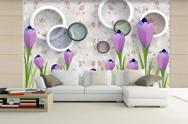 Custom papel DE parede 3 d, romantic circle petals murals for the sitting room the bedroom TV setting wall waterproof wallpaper