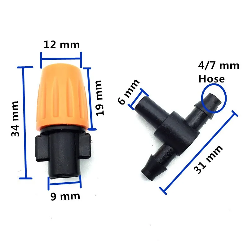 10 pcs Impianto di Irrigazione Del Prato Terreni Agricoli Irrigazione Dripper Spruzzatore Sprinkler 4/7 millimetri tubo connectionFlowers