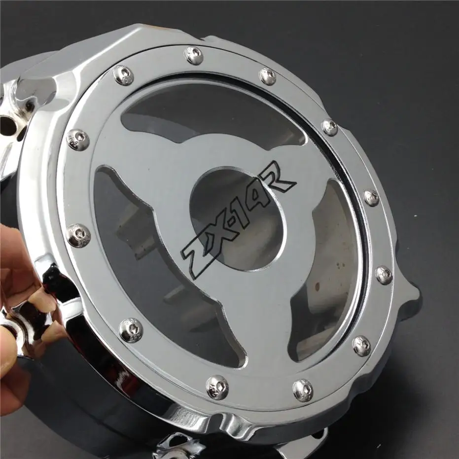 For 2006-2014 Kawasaki ZX14R ZZR1400 2007 08 09 10 11 12 2013 See through Engine Stator cover Left side Motorcycle Bike Chrome