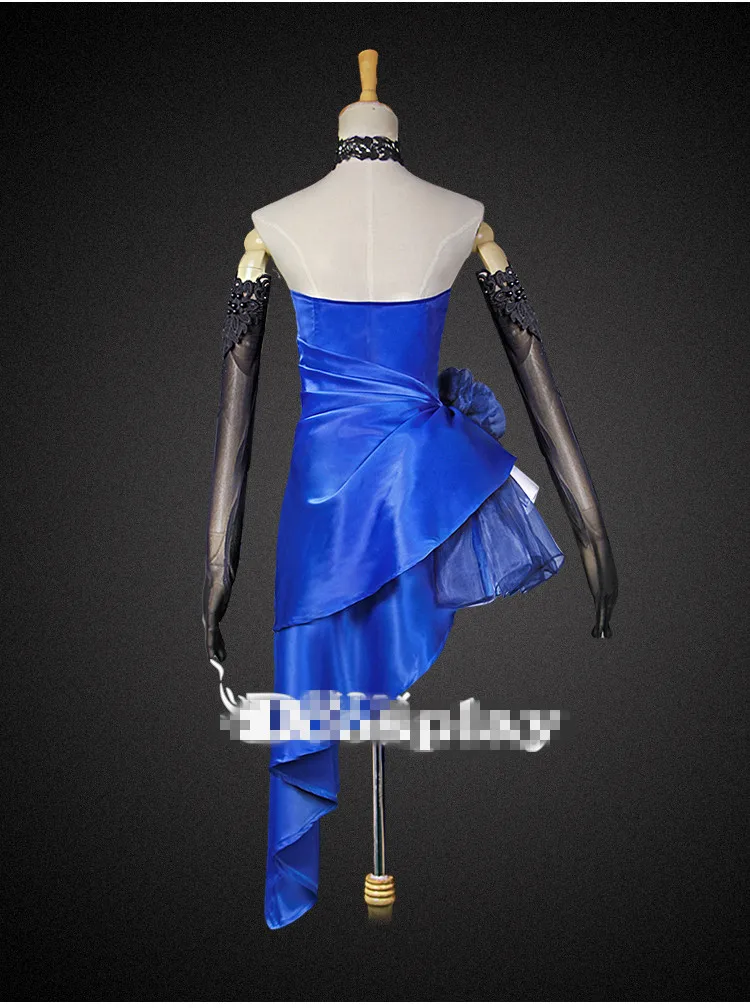 [Lager] Anime! Fate/extella Saber Cosplay Kostüm Mode Sexy Spitze Scoop-back Design Blaues Kleid Für Frauen