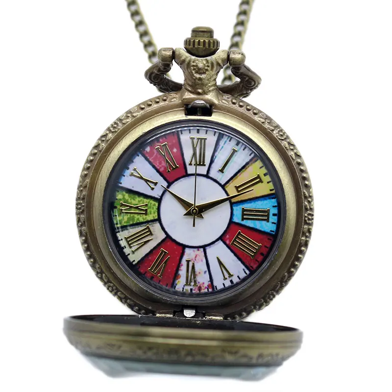 Kleurrijke Wijzerplaat Romeinse Cijfers Transparant Cover Quartz Zakhorloge 80Cm Ketting Dames Fob Horloges 2020 Nieuwe Vrouwen Klok Gift