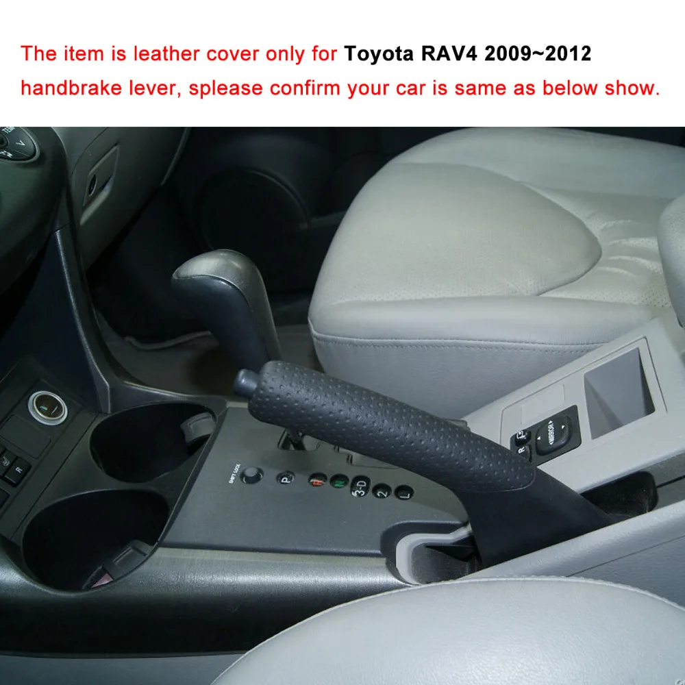 PONSNY Car Handbrake Covers Case for TOYOTA RAV4 2009~2012 Genuine Leather Handbrake Lever Grips Cover Car-styling