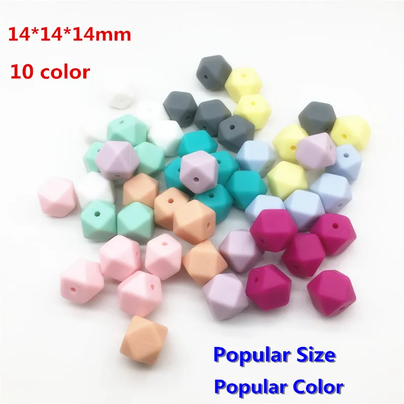 

Chenkai 50pcs BPA Free DIY 14mm Silicone Hexagon Teether Beads Silicone Baby Pacifier Dummy Sensory Holder Toy Accessory Bead