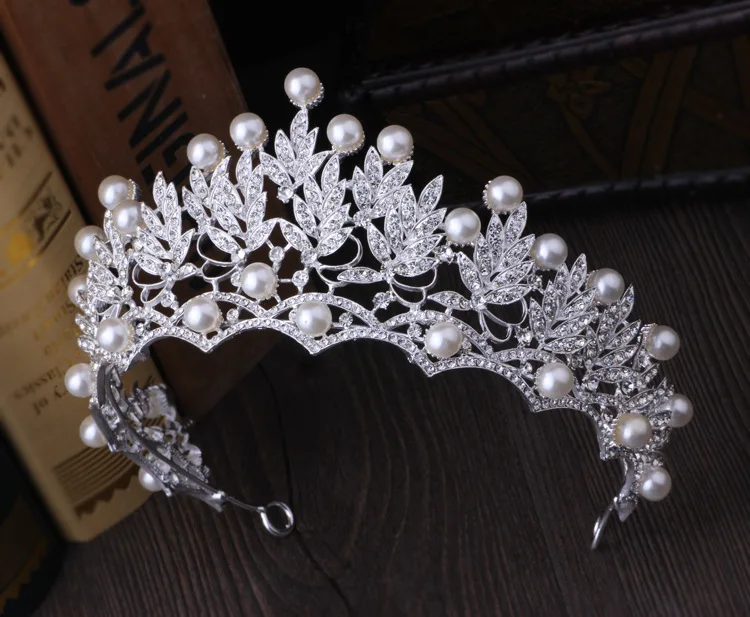 Crystal Pearl Crowns Rhinestone Tiara Brides Hairband Hair Jewelry Princess Crown Fashion Wedding Hair Accessories